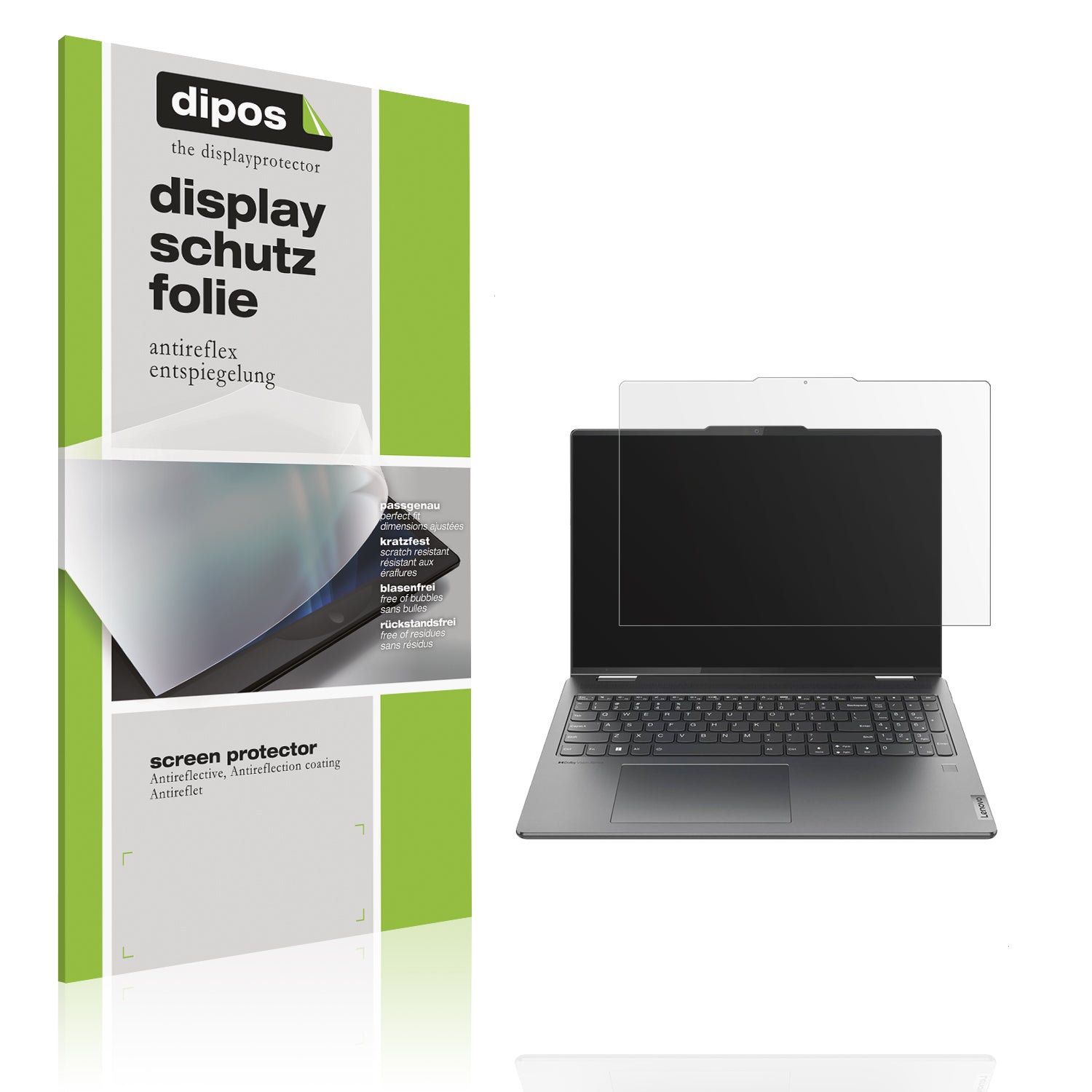 Matte Displayschutzfolie von dipos passend für Lenovo Yoga 7i Gen 10 14 Zoll, präziser Zuschnitt und blasenfrei montiert