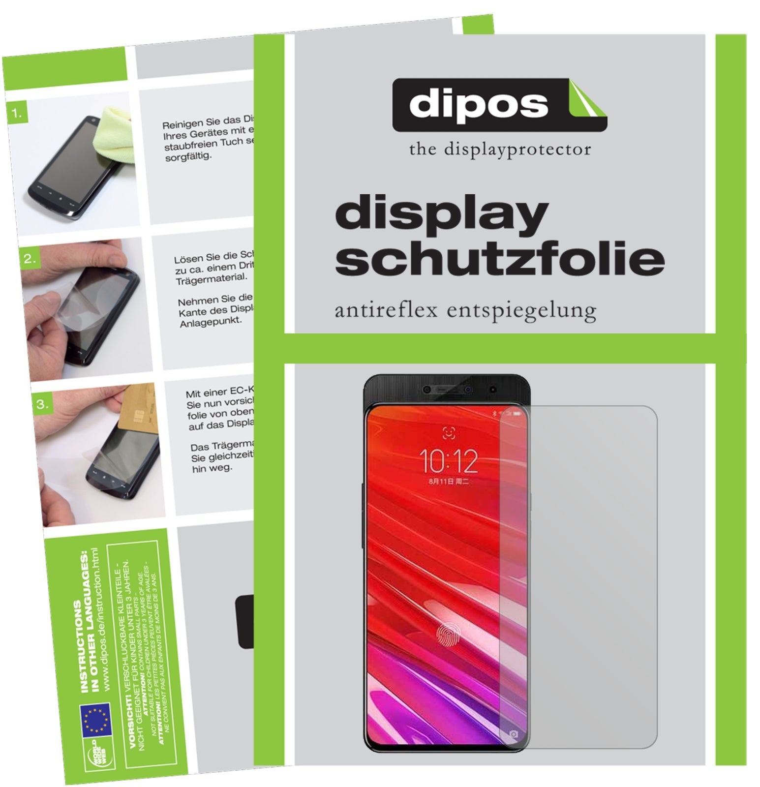 Matte Displayschutzfolie von dipos passend für Lenovo Z5 Pro GT, präziser Zuschnitt und blasenfrei montiert