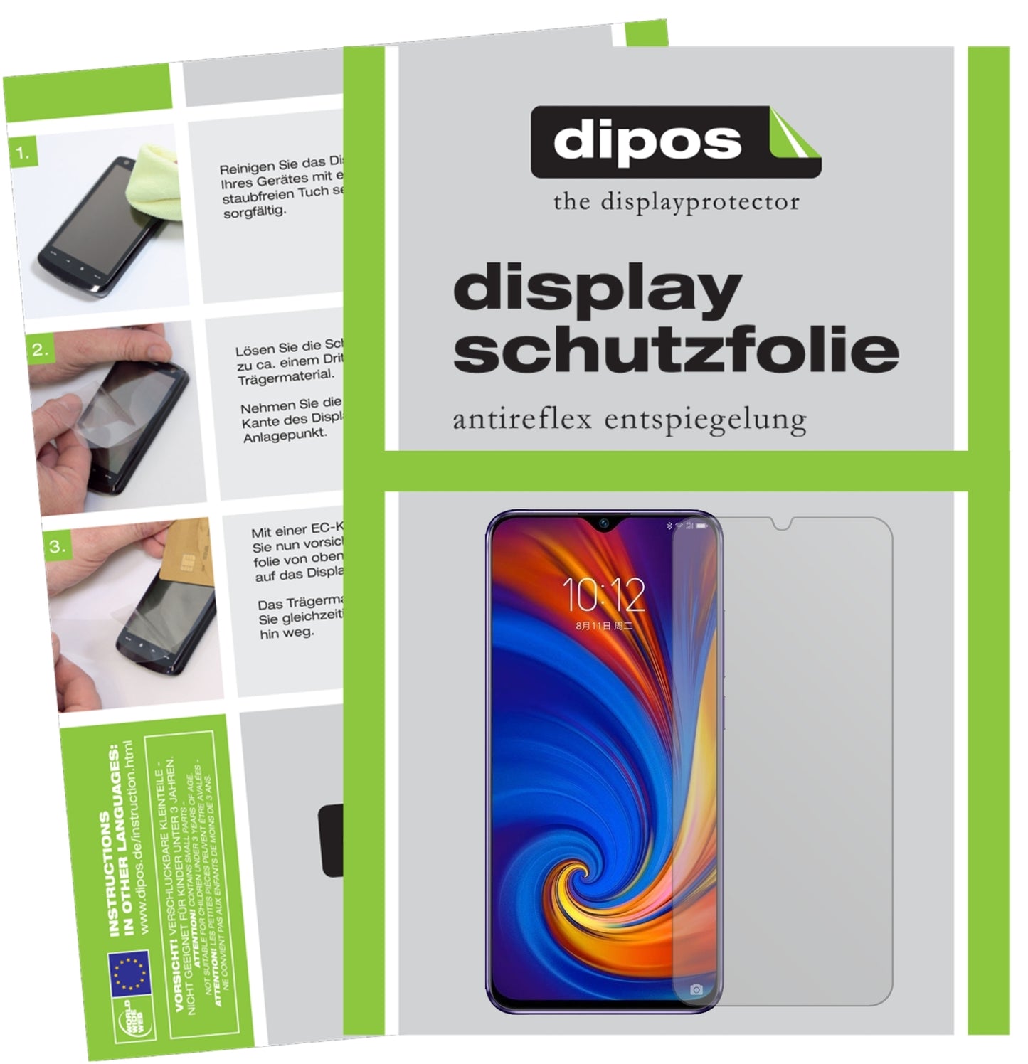 Matte Displayschutzfolie von dipos passend für Lenovo Z5s, präziser Zuschnitt und blasenfrei montiert