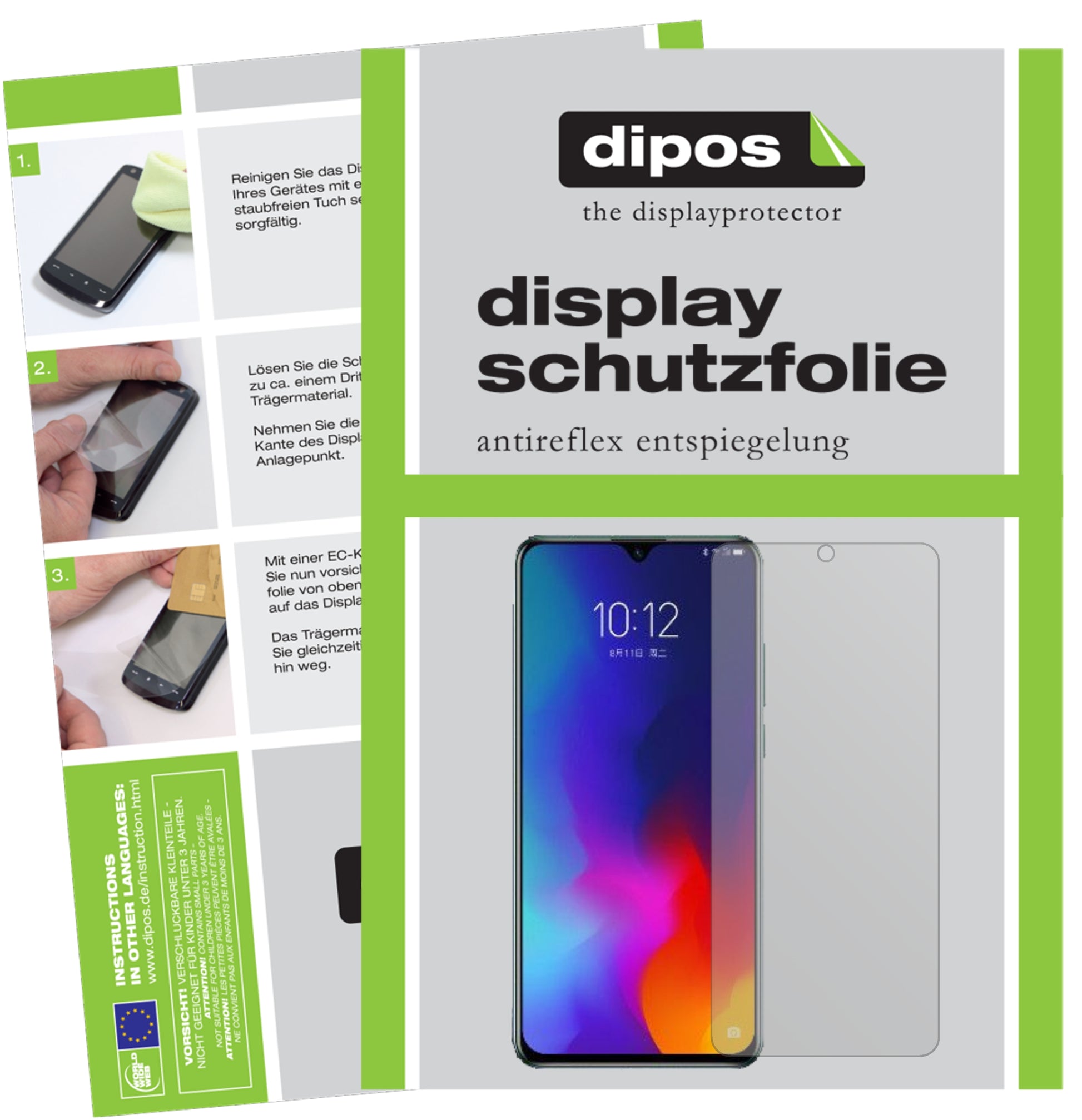 Matte Displayschutzfolie von dipos passend für Lenovo K10 note, präziser Zuschnitt und blasenfrei montiert