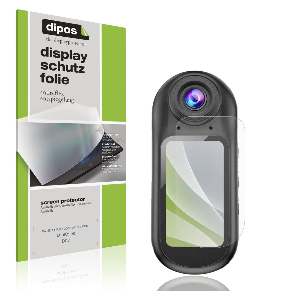 Matte Displayschutzfolie von dipos passend für LeuKoles D07, präziser Zuschnitt und blasenfrei montiert