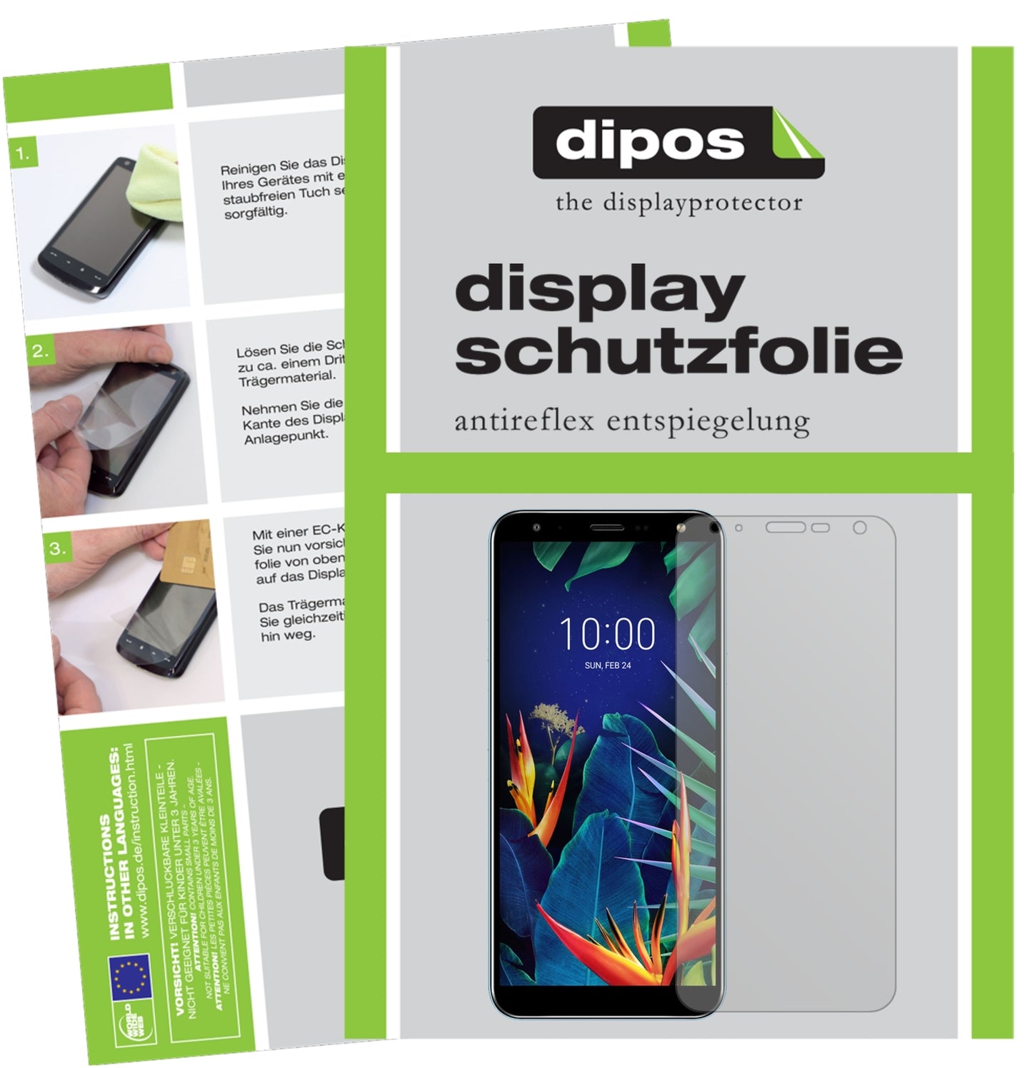 Matte Displayschutzfolie von dipos passend für LG K40, präziser Zuschnitt und blasenfrei montiert
