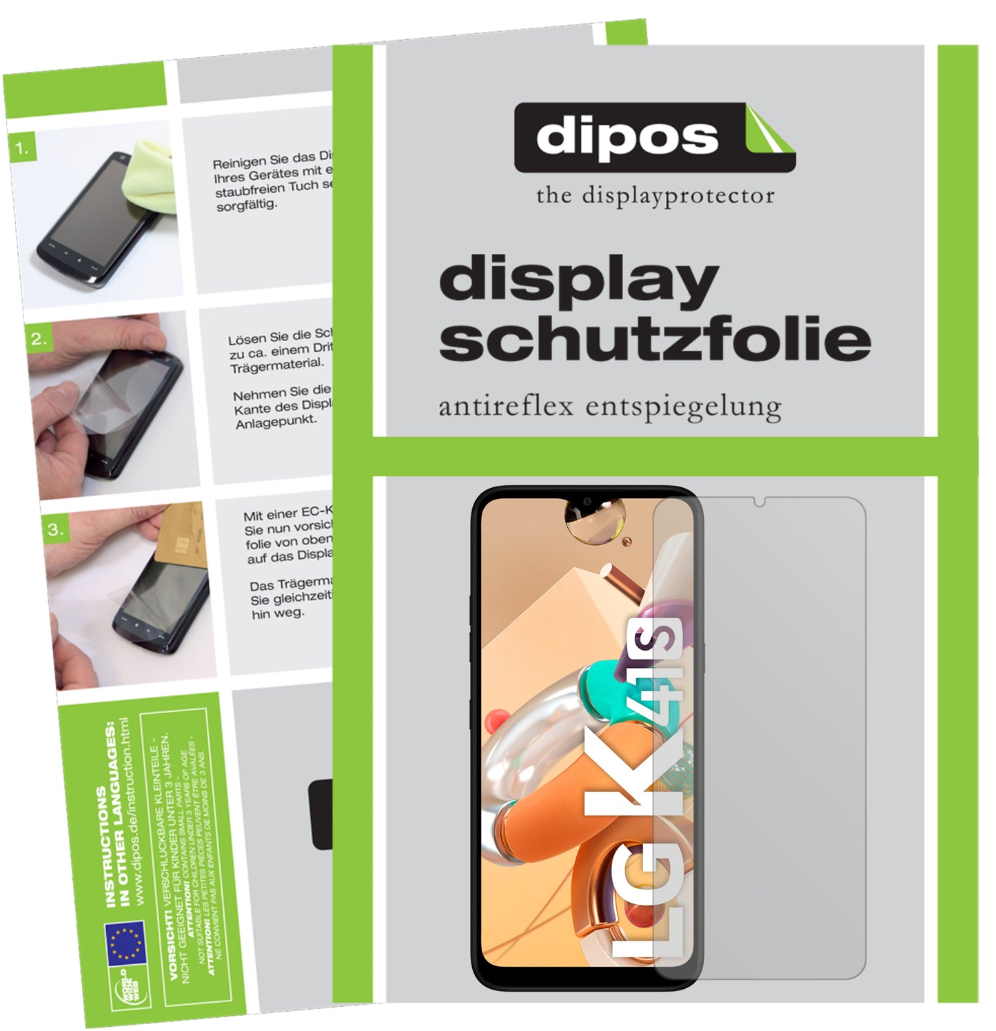 Matte Displayschutzfolie von dipos passend für LG K41S, präziser Zuschnitt und blasenfrei montiert