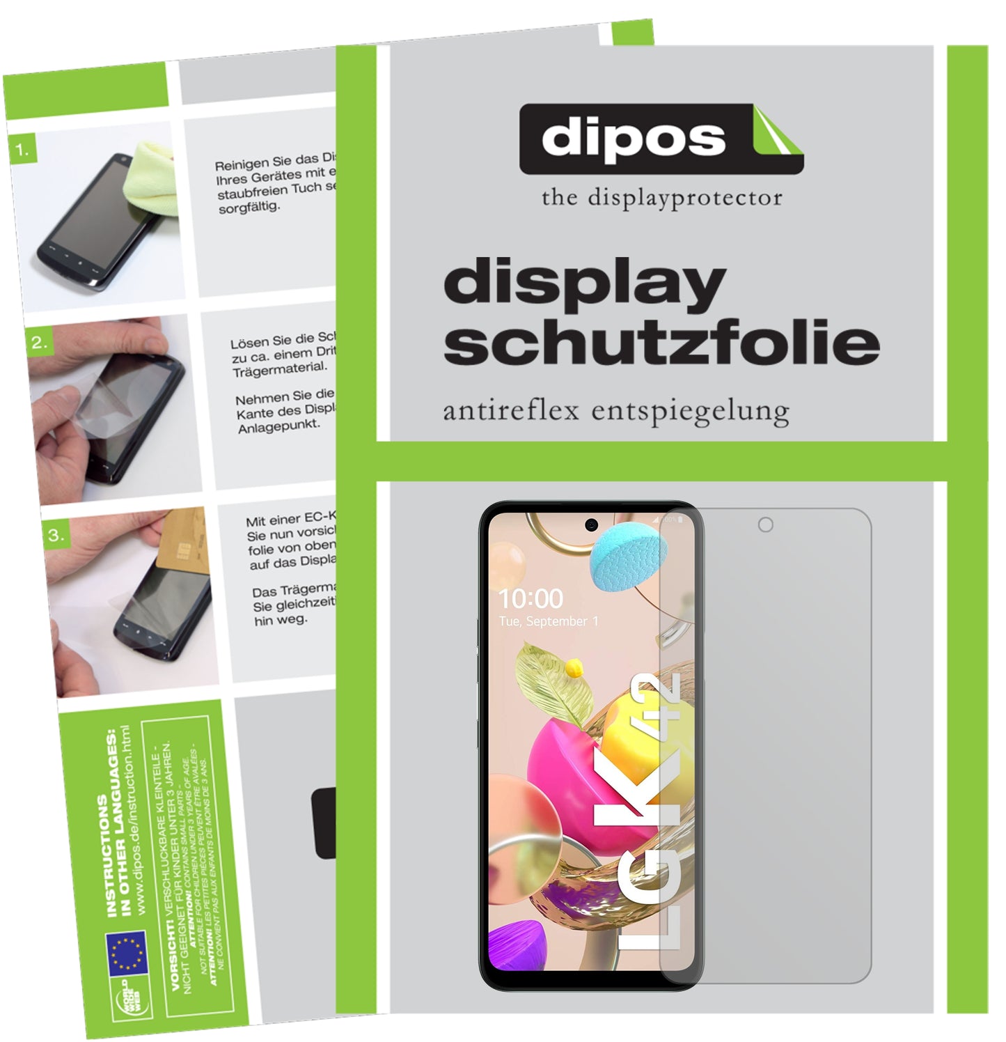 Matte Displayschutzfolie von dipos passend für LG K42, präziser Zuschnitt und blasenfrei montiert