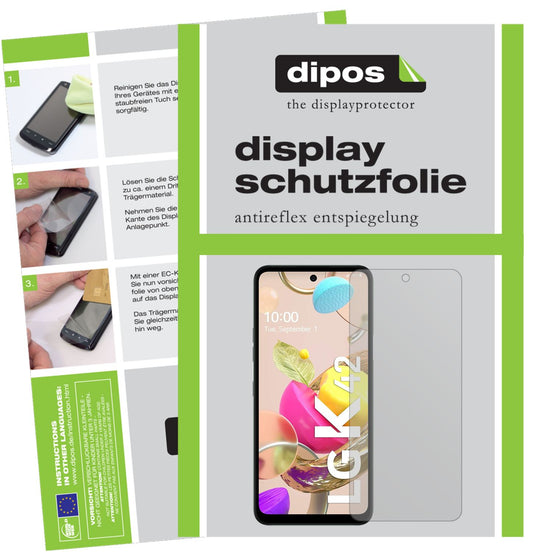 Matte Displayschutzfolie von dipos passend für LG K42, präziser Zuschnitt und blasenfrei montiert