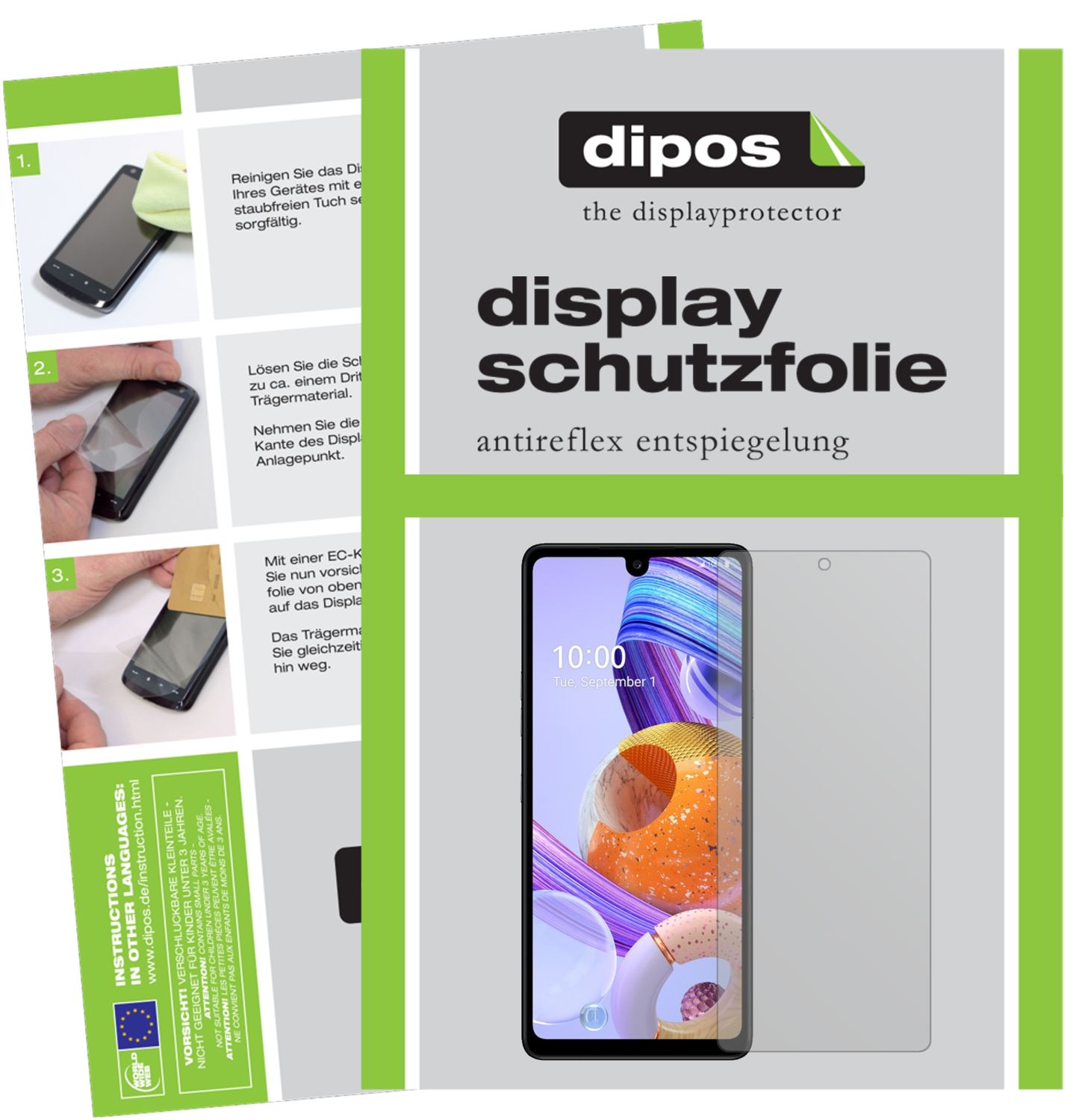 Matte Displayschutzfolie von dipos passend für LG K71, präziser Zuschnitt und blasenfrei montiert