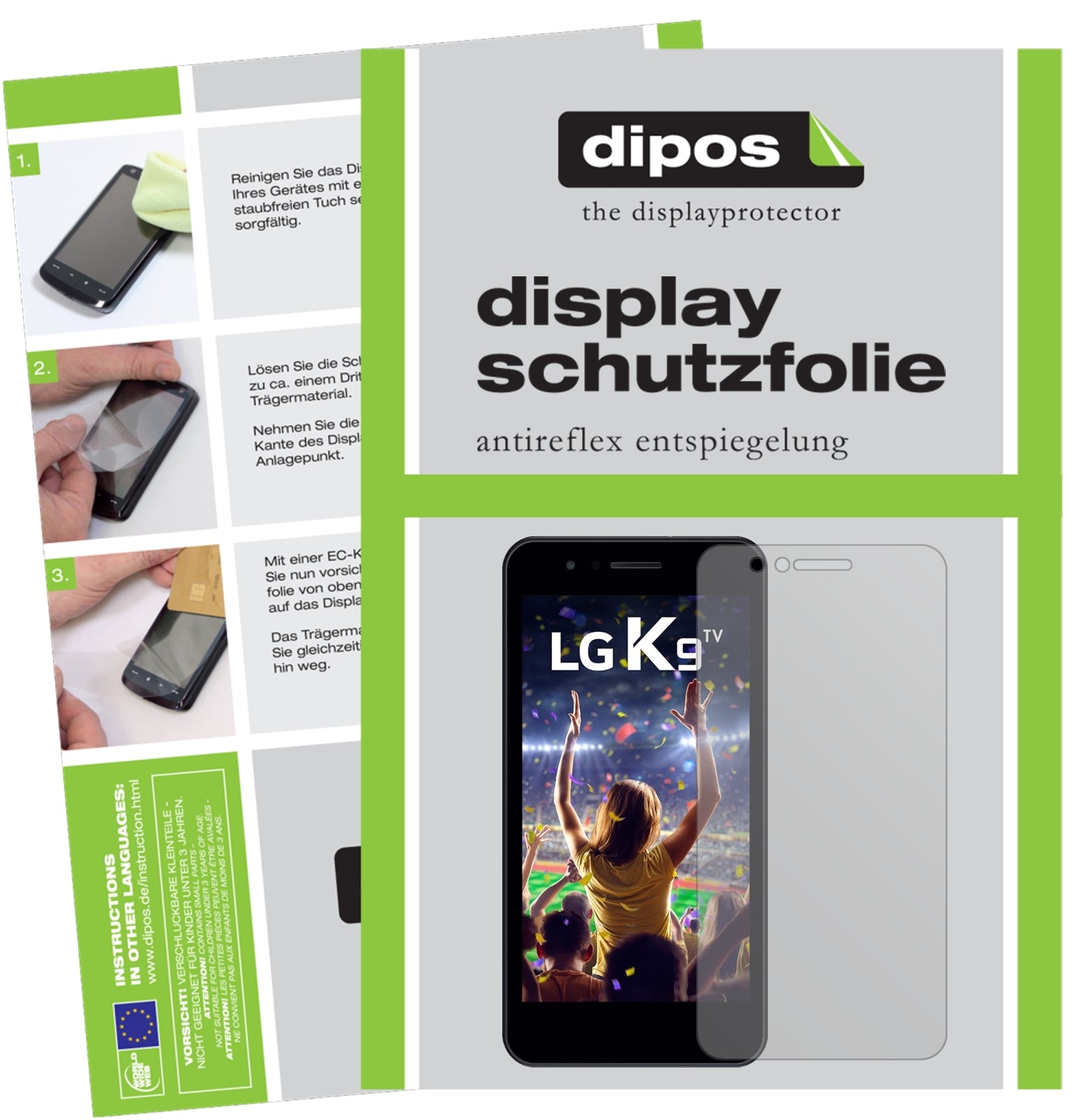 Matte Displayschutzfolie von dipos passend für LG K9, präziser Zuschnitt und blasenfrei montiert