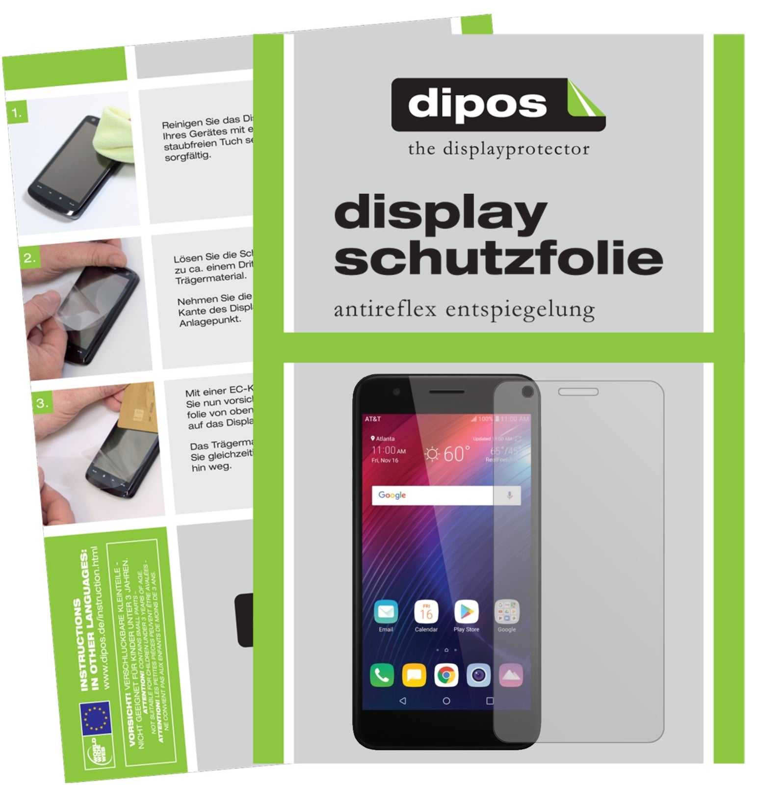 Matte Displayschutzfolie von dipos passend für LG Phoenix Plus, präziser Zuschnitt und blasenfrei montiert