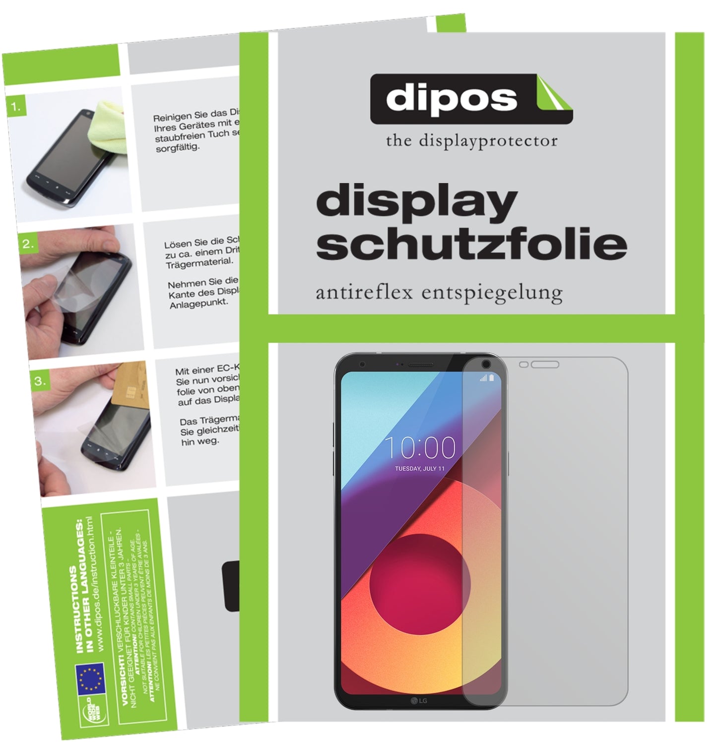 Matte Displayschutzfolie von dipos passend für LG Q6, präziser Zuschnitt und blasenfrei montiert