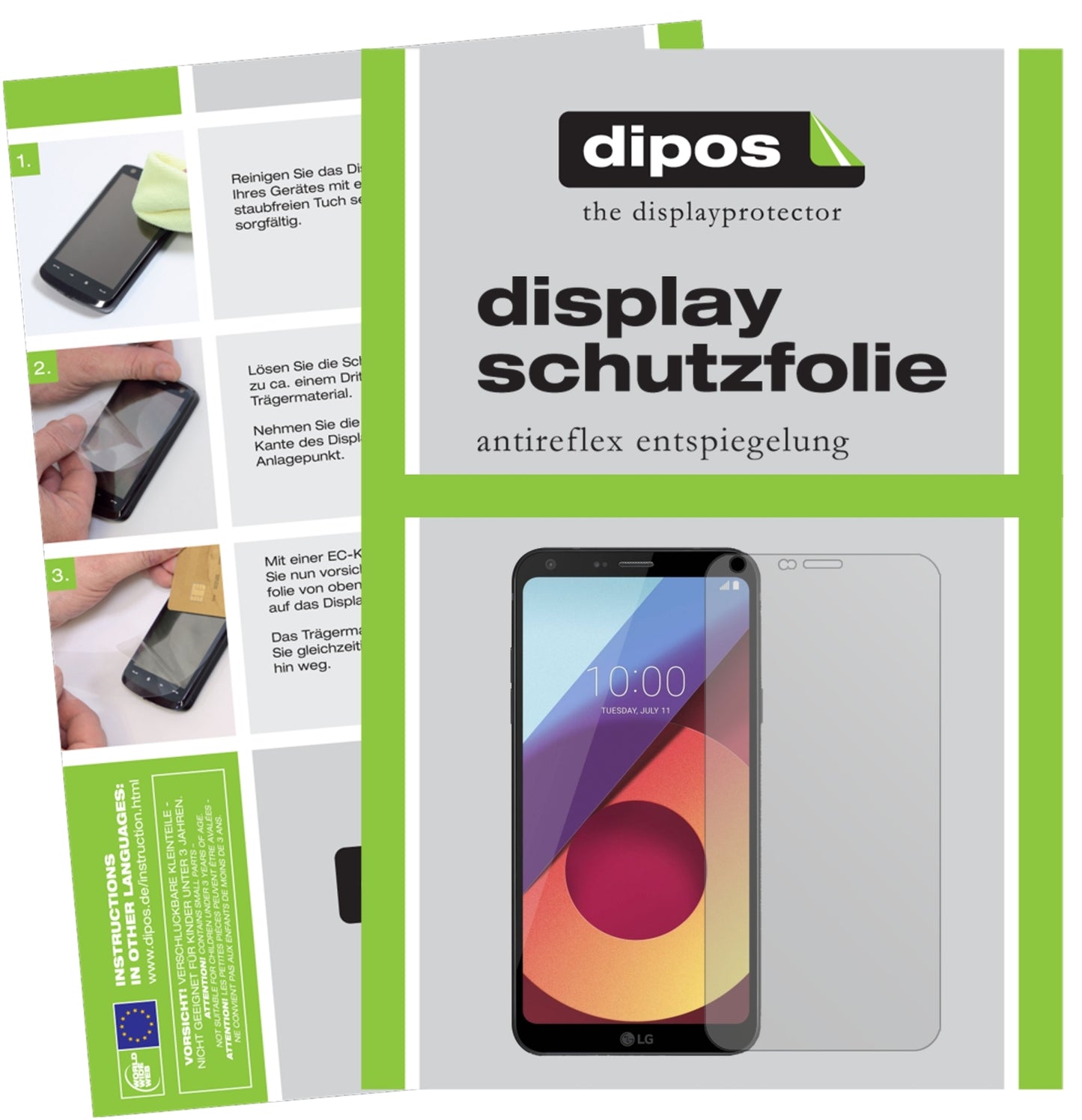 Matte Displayschutzfolie von dipos passend für LG Q6 Alpha, präziser Zuschnitt und blasenfrei montiert