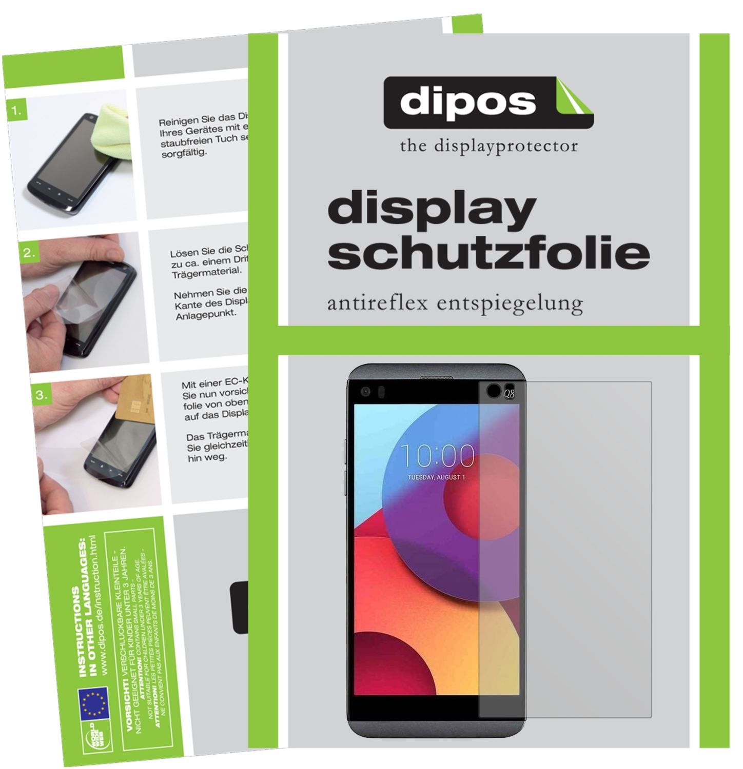 Matte Displayschutzfolie von dipos passend für LG Q8, präziser Zuschnitt und blasenfrei montiert