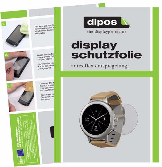 Matte Displayschutzfolie von dipos passend für LG Watch Style, präziser Zuschnitt und blasenfrei montiert