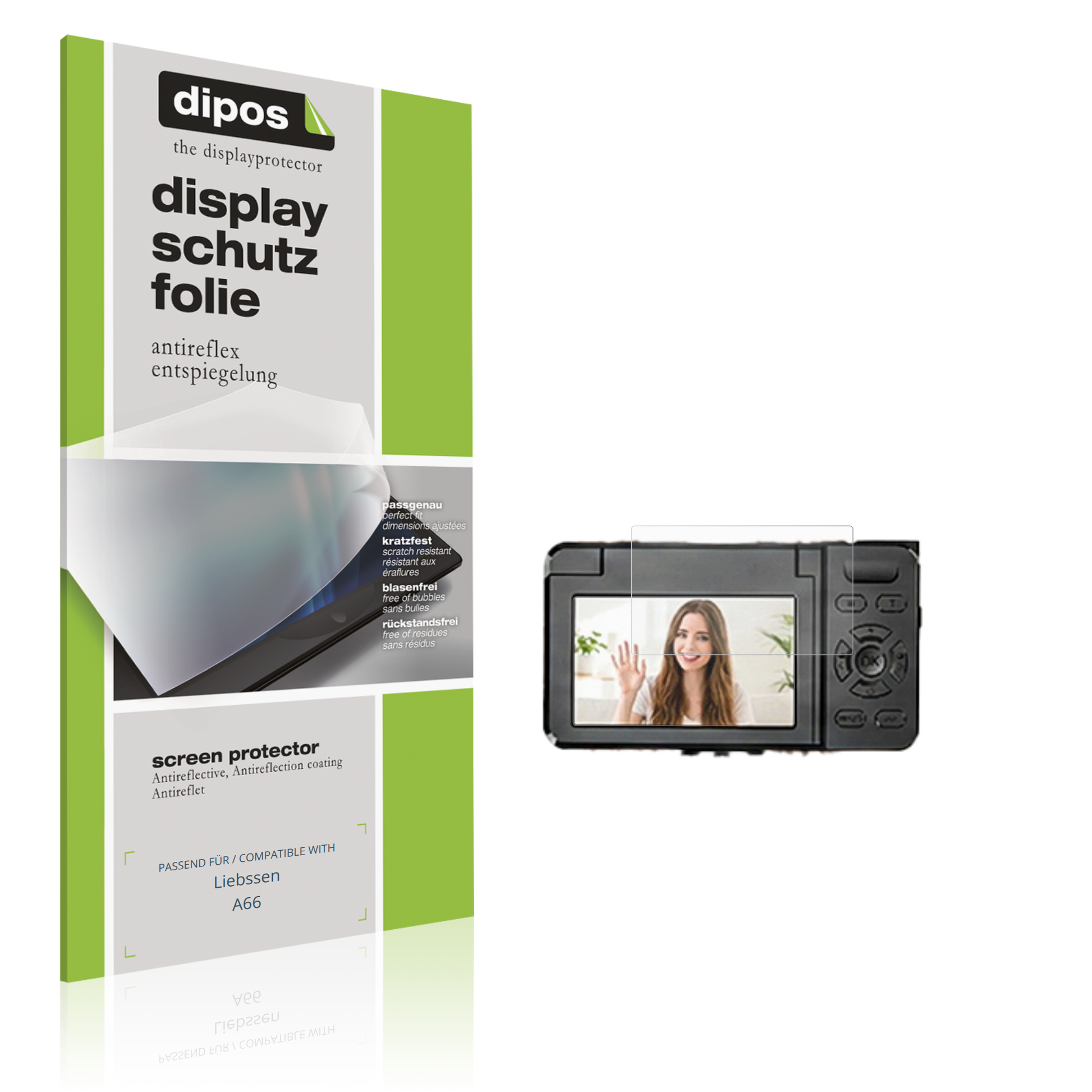 Matte Displayschutzfolie von dipos passend für Liebssen A66, präziser Zuschnitt und blasenfrei montiert