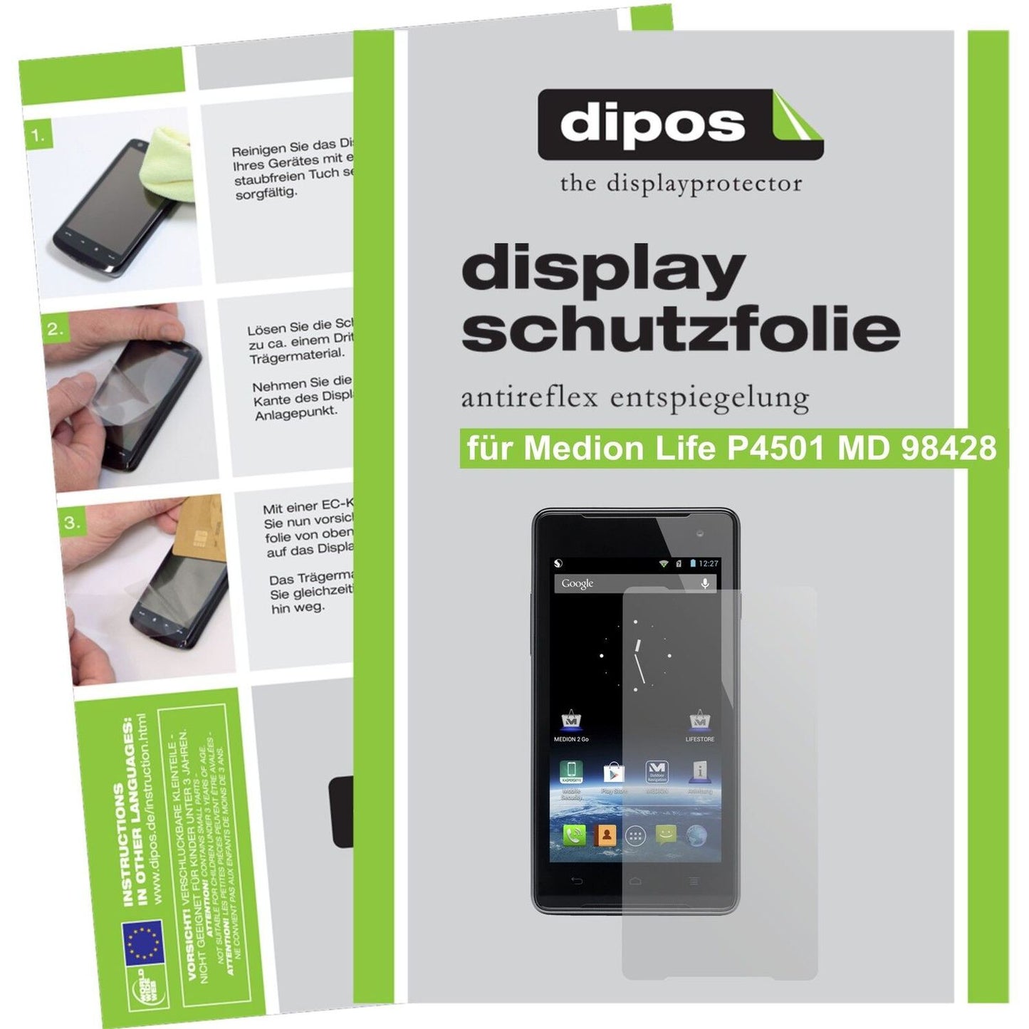 Matte Displayschutzfolie von dipos passend für Life P4501 Medion, präziser Zuschnitt und blasenfrei montiert