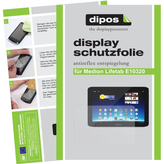 Matte Displayschutzfolie von dipos passend für Lifetab E10320 Medion, präziser Zuschnitt und blasenfrei montiert