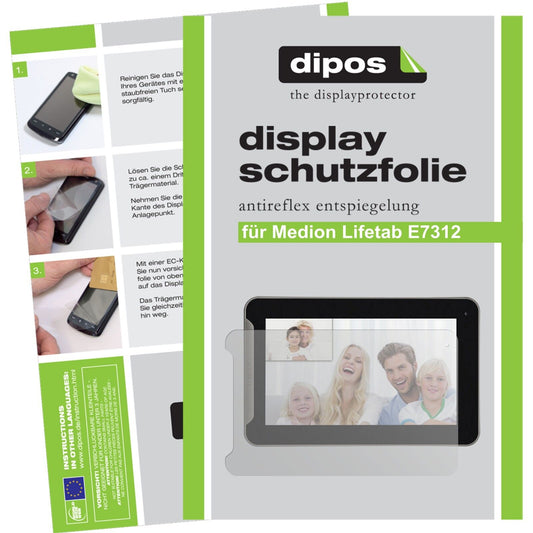 Matte Displayschutzfolie von dipos passend für Lifetab E7312 Medion, präziser Zuschnitt und blasenfrei montiert