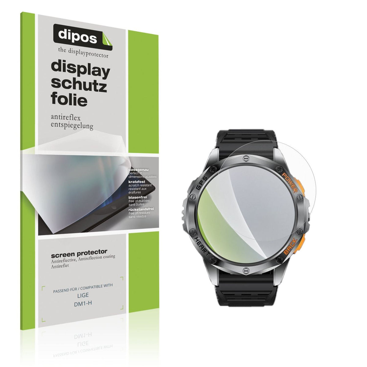 Matte Displayschutzfolie von dipos passend für LIGE DM1-H, präziser Zuschnitt und blasenfrei montiert