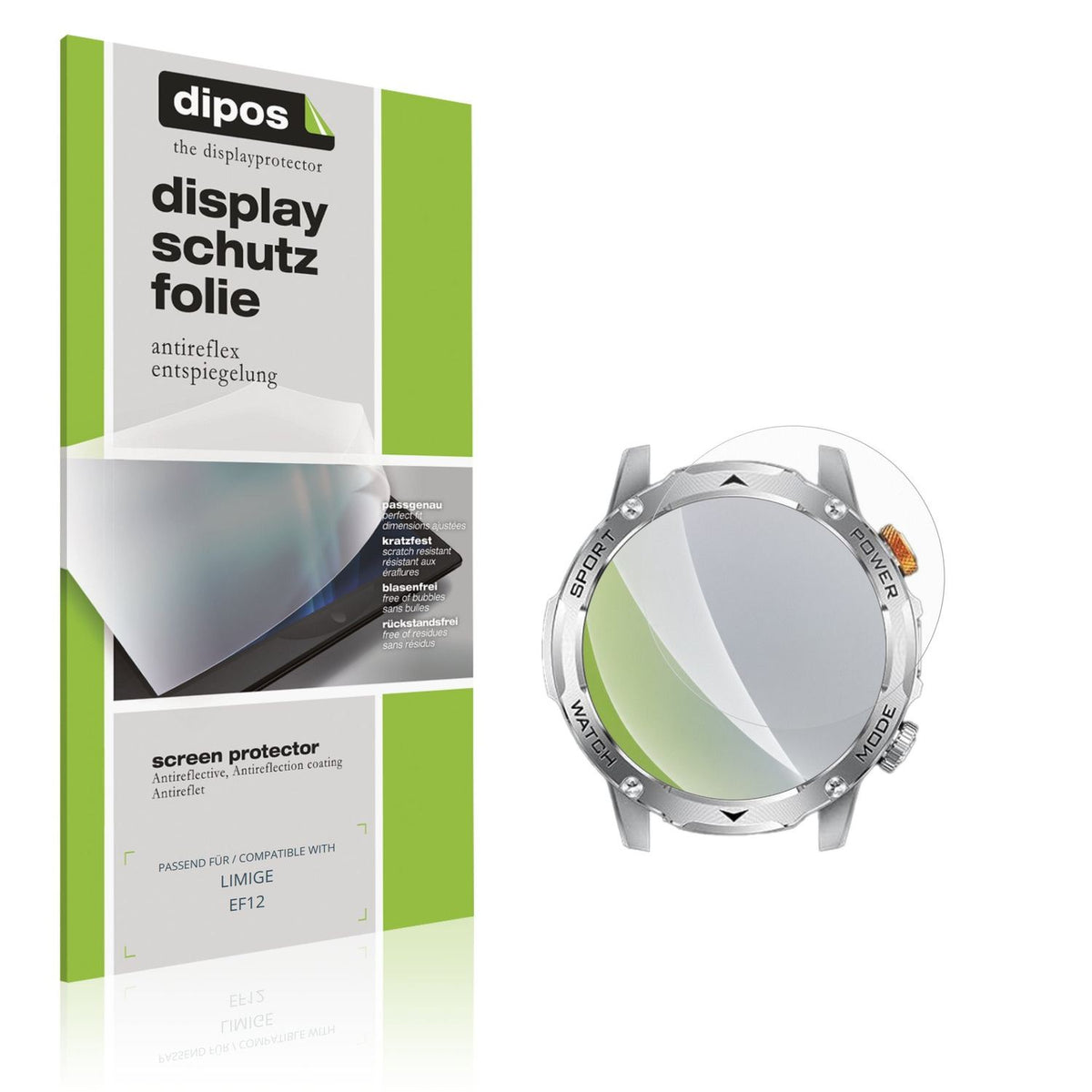 Matte Displayschutzfolie von dipos passend für LIMIGE EF12, präziser Zuschnitt und blasenfrei montiert
