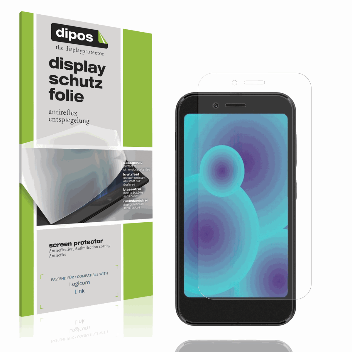 Matte Displayschutzfolie von dipos passend für Logicom Link, präziser Zuschnitt und blasenfrei montiert