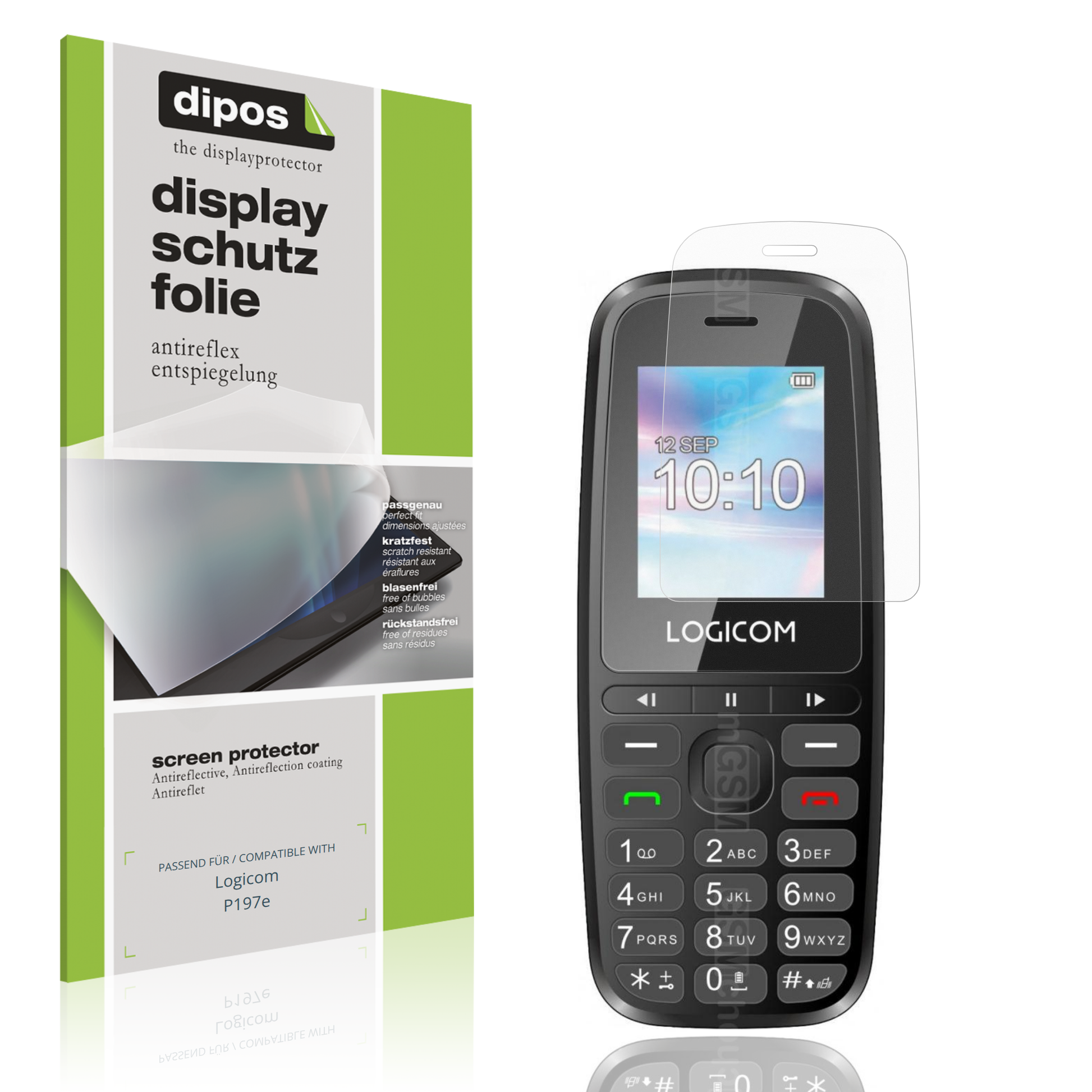 Matte Displayschutzfolie von dipos passend für Logicom P197e, präziser Zuschnitt und blasenfrei montiert
