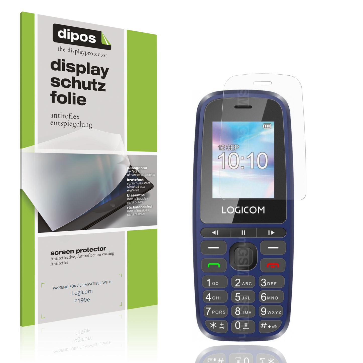 Matte Displayschutzfolie von dipos passend für Logicom P199e, präziser Zuschnitt und blasenfrei montiert