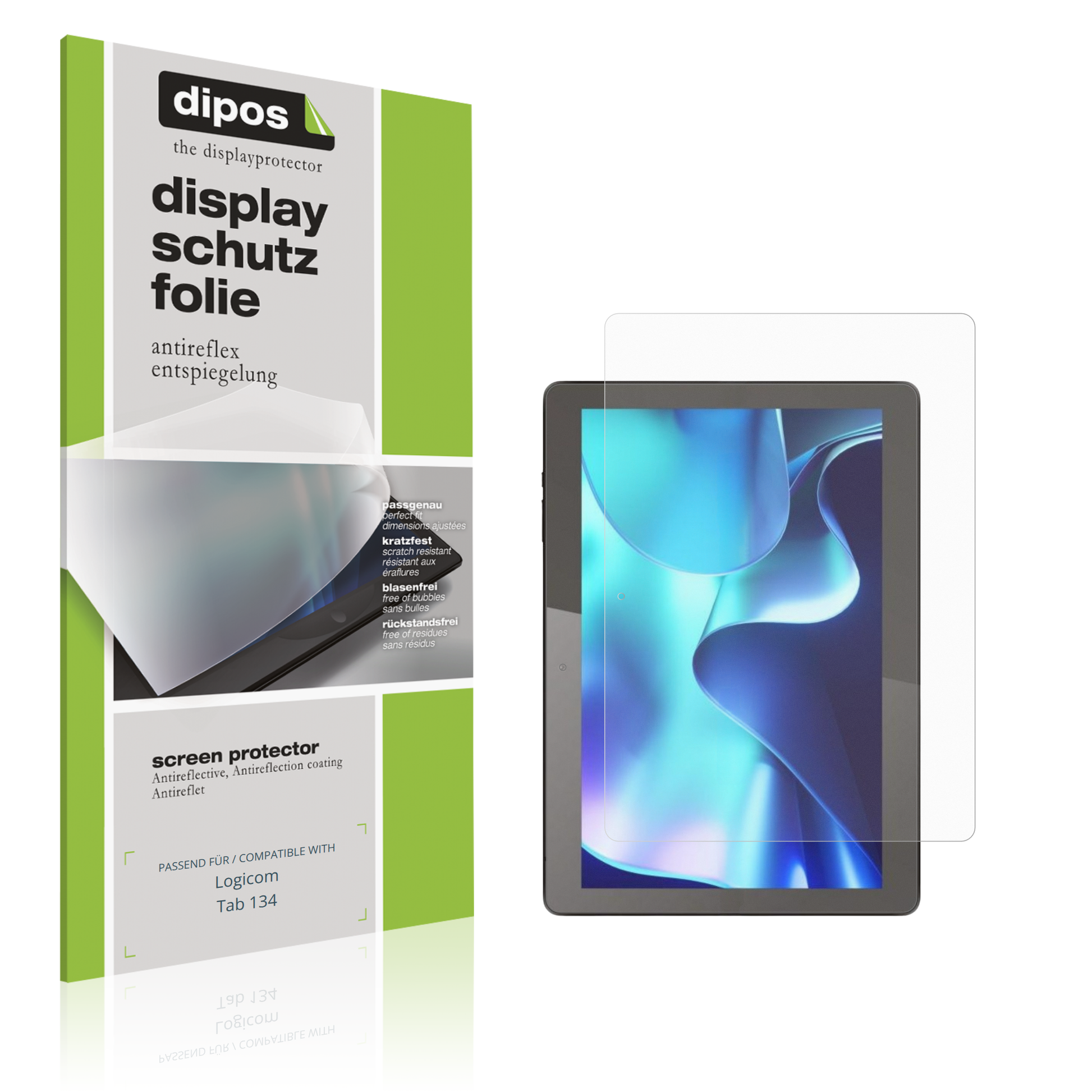Matte Displayschutzfolie von dipos passend für Logicom Tab 134, präziser Zuschnitt und blasenfrei montiert