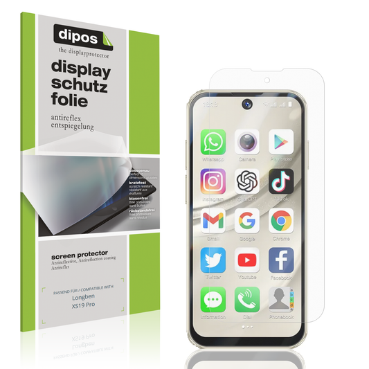 Matte Displayschutzfolie von dipos passend für Longben XS19 Pro, präziser Zuschnitt und blasenfrei montiert