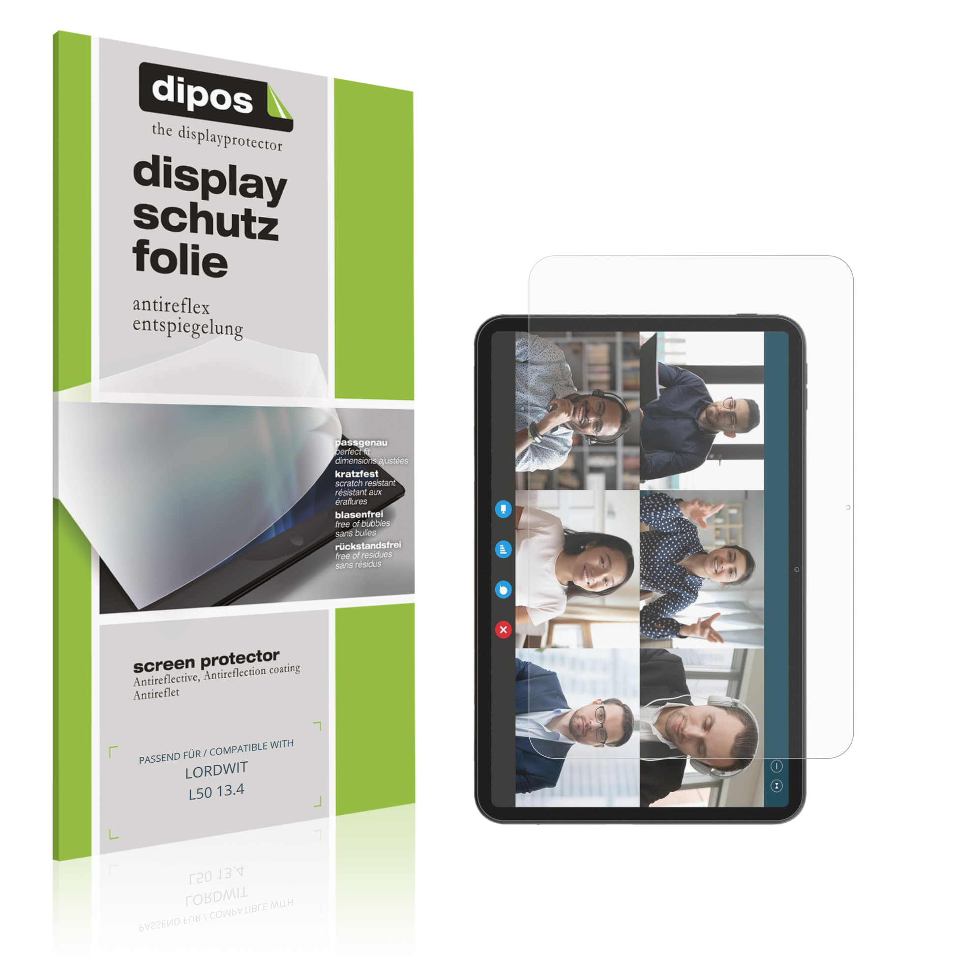 Matte Displayschutzfolie von dipos passend für LORDWIT L50 13.4, präziser Zuschnitt und blasenfrei montiert