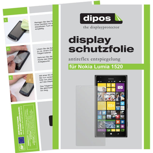 Matte Displayschutzfolie von dipos passend für Lumia 1520 Nokia, präziser Zuschnitt und blasenfrei montiert