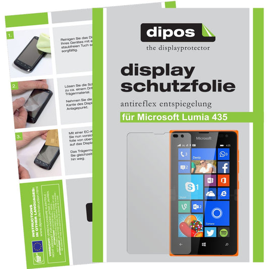 Matte Displayschutzfolie von dipos passend für Lumia 435 Microsoft, präziser Zuschnitt und blasenfrei montiert