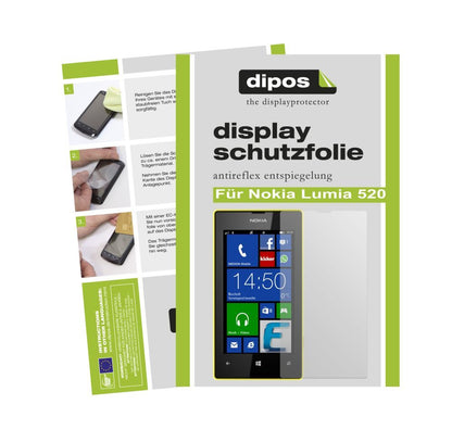 Matte Displayschutzfolie von dipos passend für Lumia 520 Nokia, präziser Zuschnitt und blasenfrei montiert