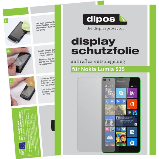Matte Displayschutzfolie von dipos passend für Lumia 535 Nokia, präziser Zuschnitt und blasenfrei montiert