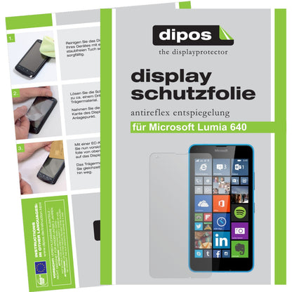 Matte Displayschutzfolie von dipos passend für Lumia 640 Nokia, präziser Zuschnitt und blasenfrei montiert
