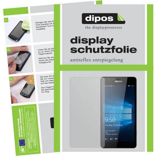 Matte Displayschutzfolie von dipos passend für Lumia 950 Microsoft, präziser Zuschnitt und blasenfrei montiert