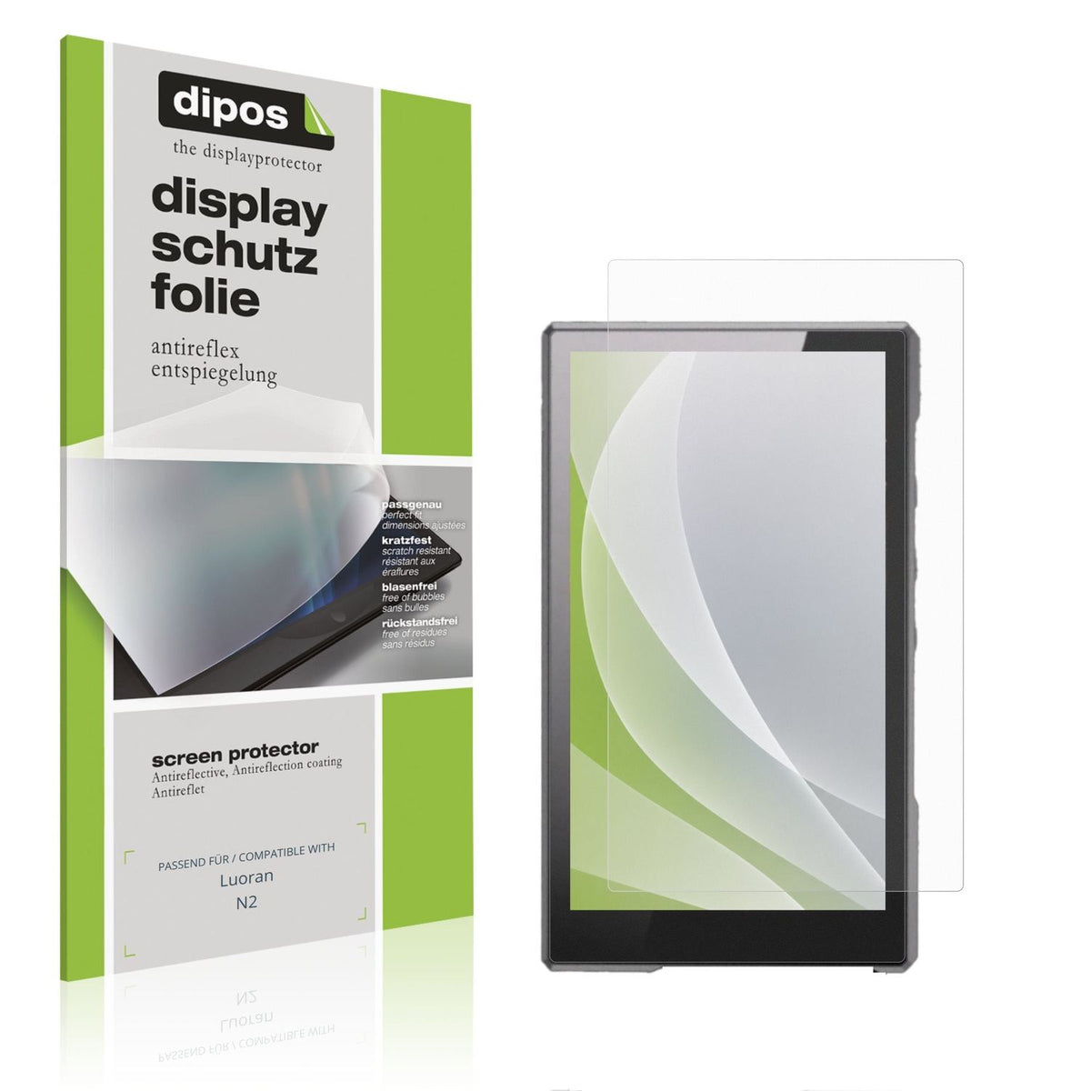 Matte Displayschutzfolie von dipos passend für Luoran N2, präziser Zuschnitt und blasenfrei montiert