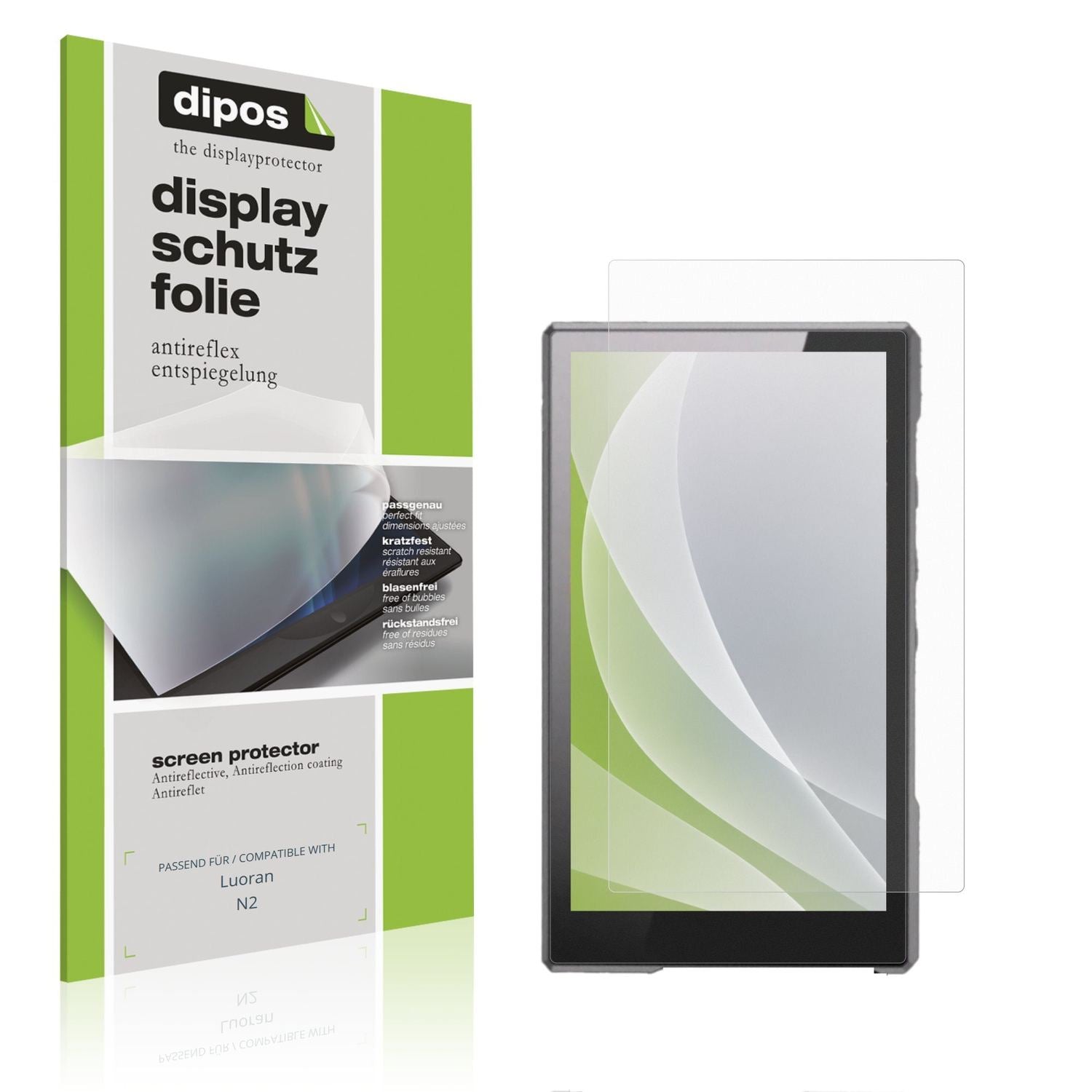 Matte Displayschutzfolie von dipos passend für Luoran N2, präziser Zuschnitt und blasenfrei montiert