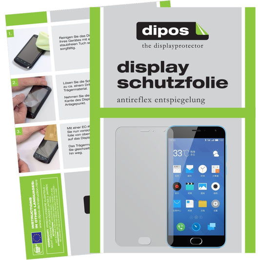 Matte Displayschutzfolie von dipos passend für M2 Note Meizu, präziser Zuschnitt und blasenfrei montiert