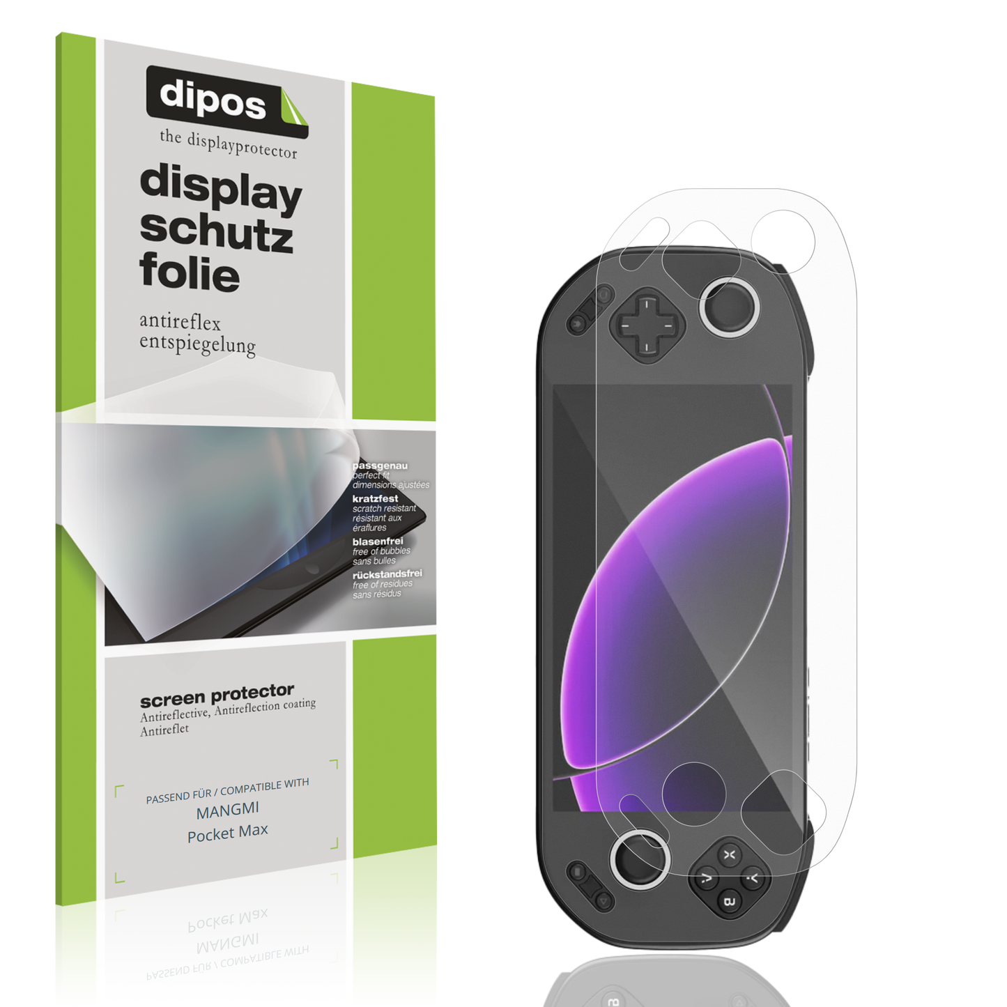 Matte Displayschutzfolie von dipos passend für MANGMI Pocket Max, präziser Zuschnitt und blasenfrei montiert