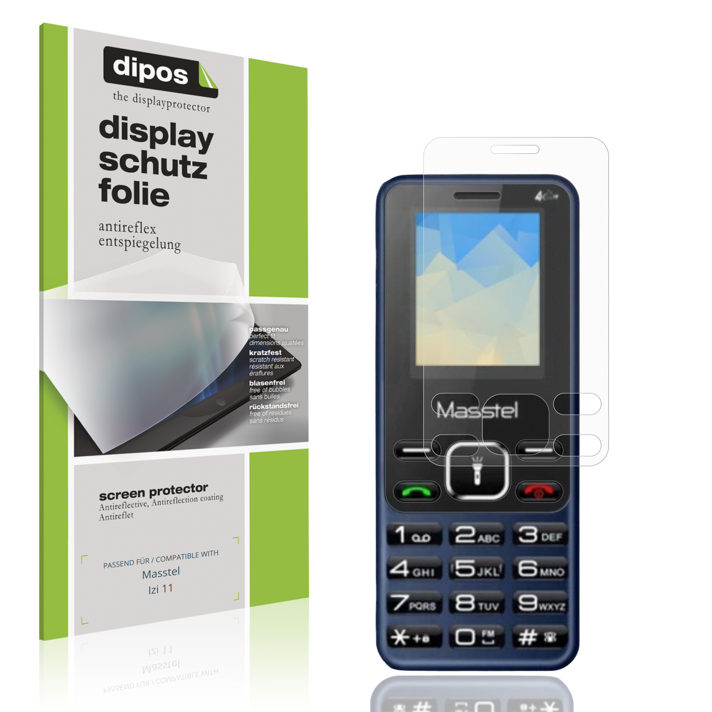 Matte Displayschutzfolie von dipos passend für Masstel Izi 11, präziser Zuschnitt und blasenfrei montiert