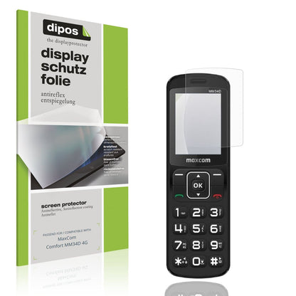 Matte Displayschutzfolie von dipos passend für MaxCom Comfort MM34D 4G, präziser Zuschnitt und blasenfrei montiert