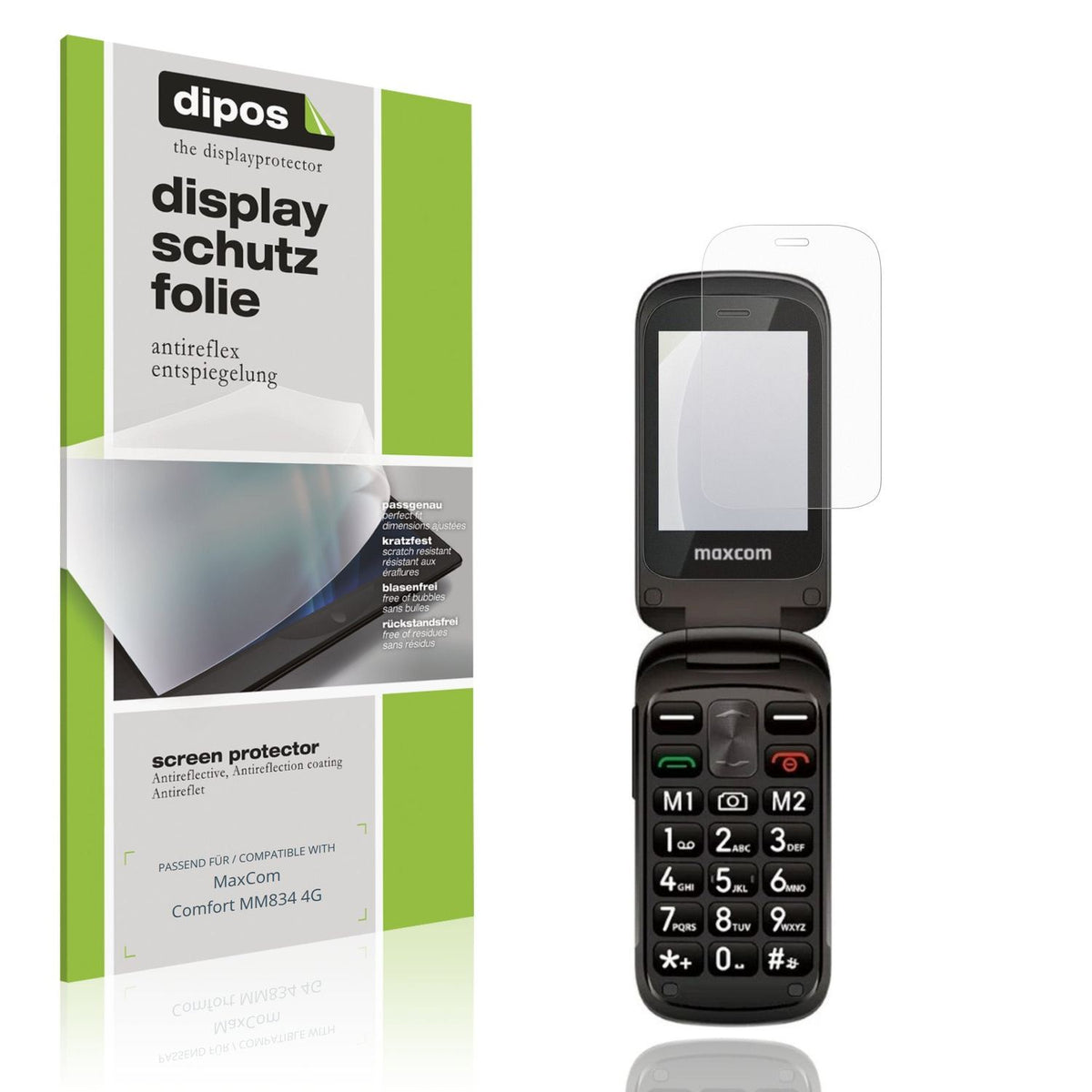 Matte Displayschutzfolie von dipos passend für MaxCom Comfort MM834 4G, präziser Zuschnitt und blasenfrei montiert