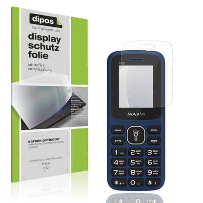 Matte Displayschutzfolie von dipos passend für Maxvi C32, präziser Zuschnitt und blasenfrei montiert