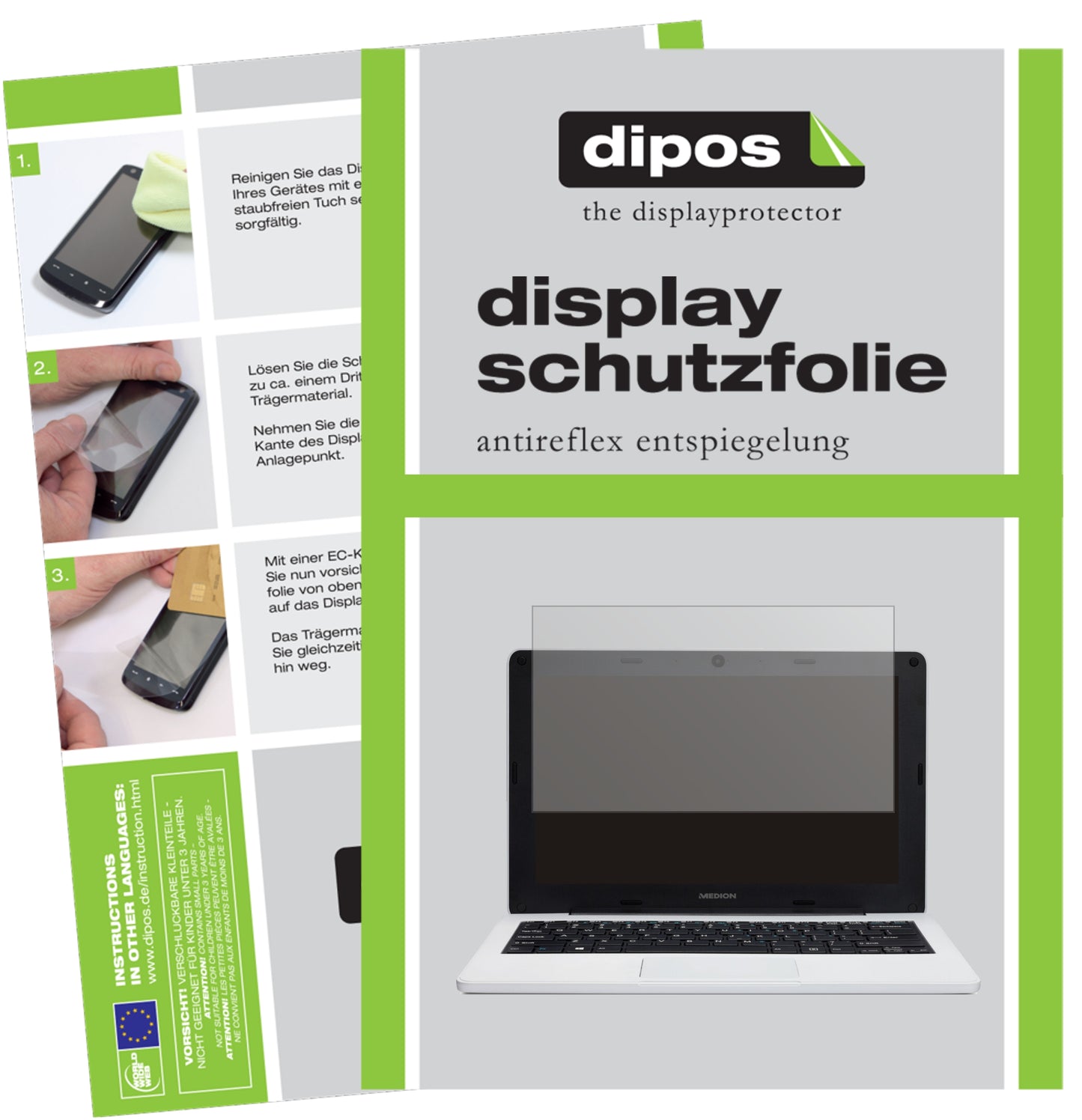 Matte Displayschutzfolie von dipos passend für Medion Akoya E11202, präziser Zuschnitt und blasenfrei montiert