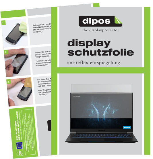Matte Displayschutzfolie von dipos passend für Medion Erazer X17803, präziser Zuschnitt und blasenfrei montiert