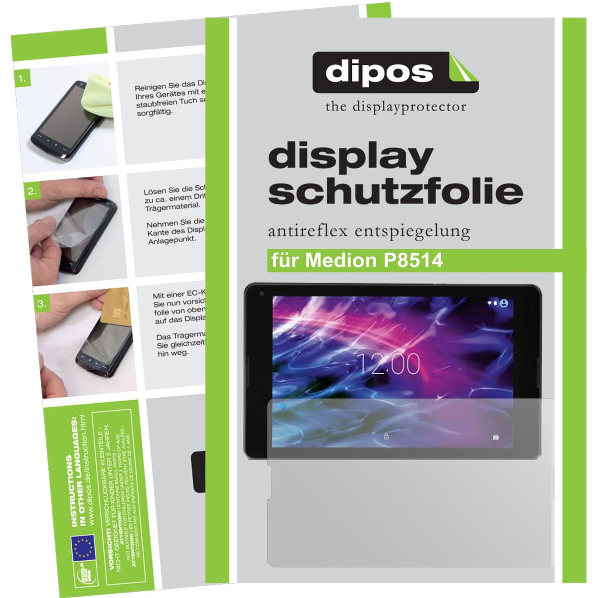 Matte Displayschutzfolie von dipos passend für Medion P8514, präziser Zuschnitt und blasenfrei montiert