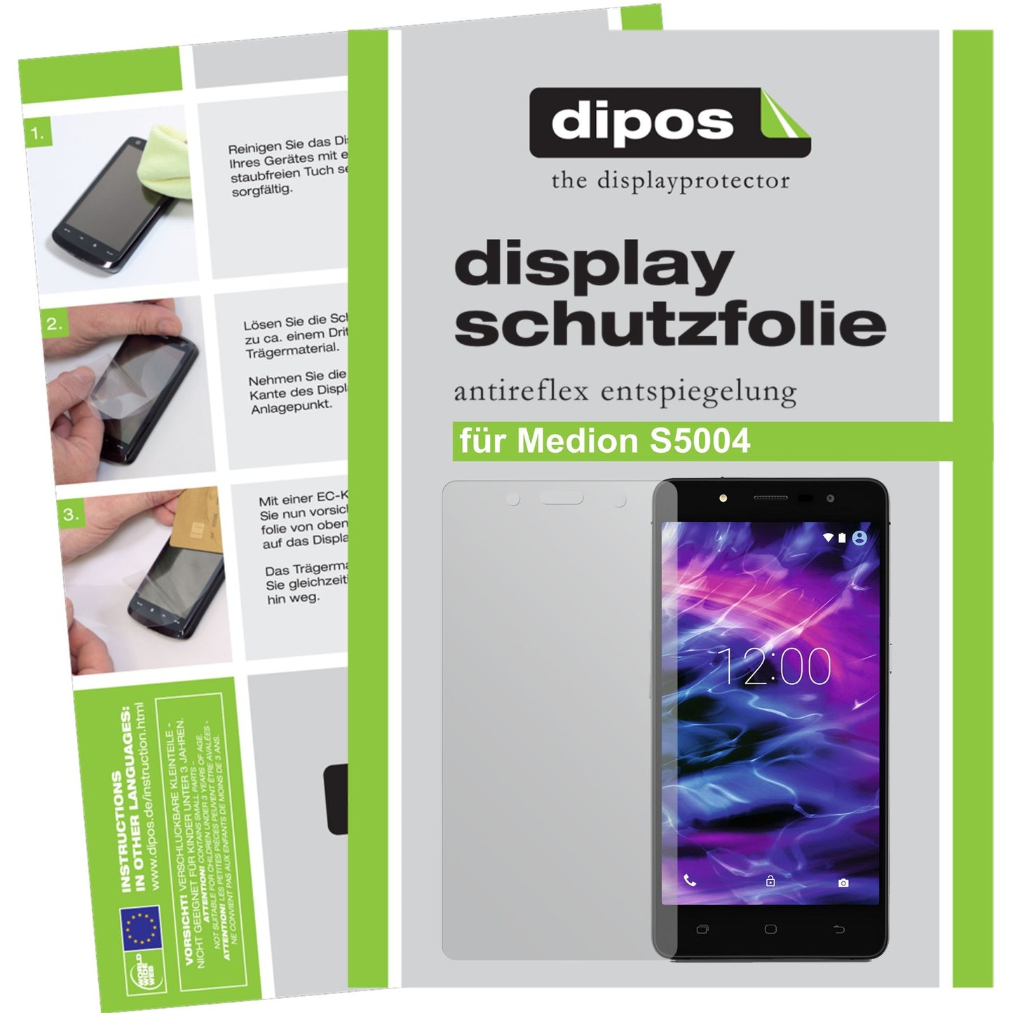 Matte Displayschutzfolie von dipos passend für Medion S5004, präziser Zuschnitt und blasenfrei montiert