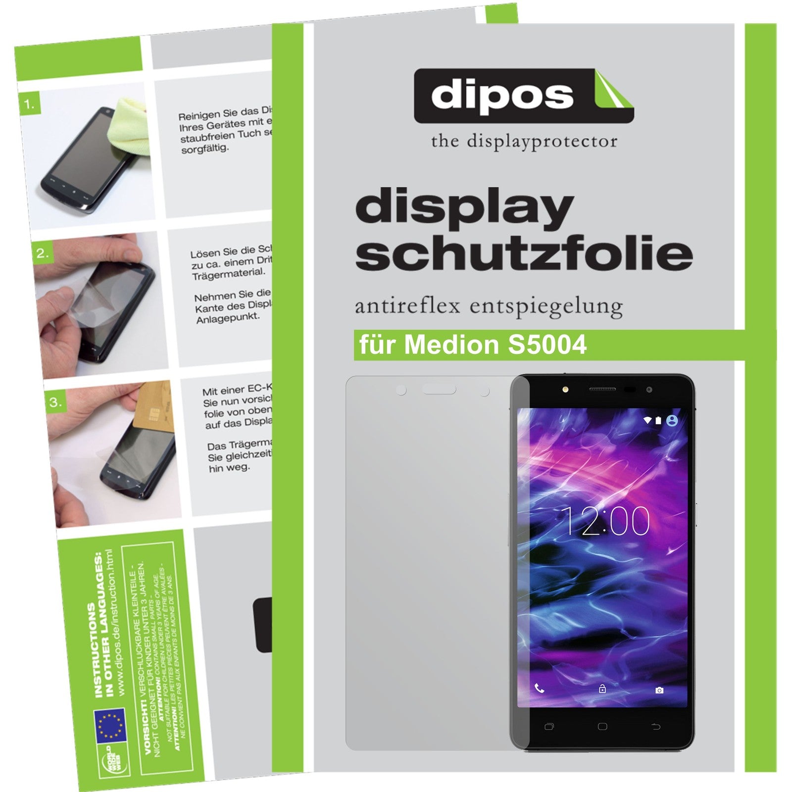Matte Displayschutzfolie von dipos passend für Medion S5004, präziser Zuschnitt und blasenfrei montiert
