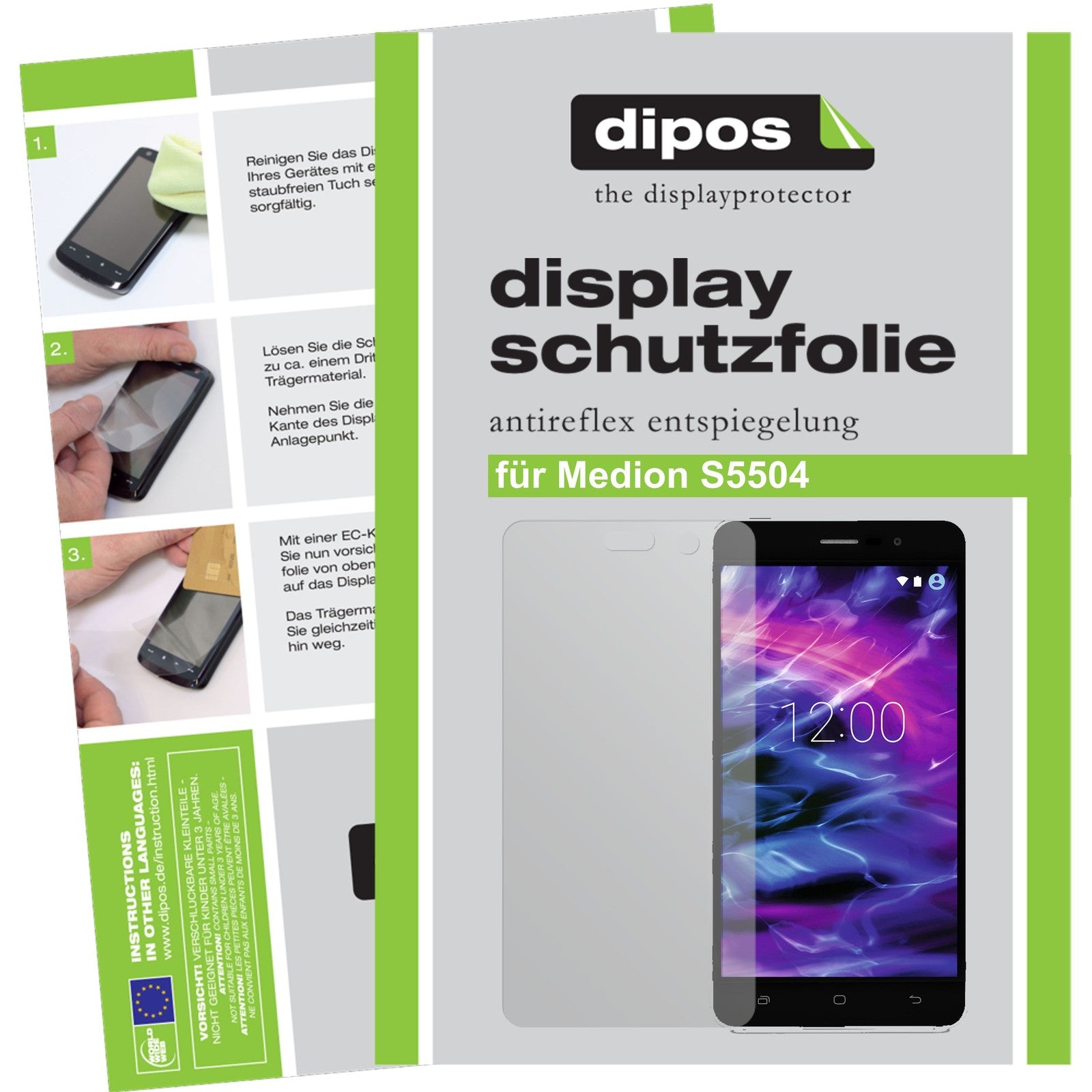 Matte Displayschutzfolie von dipos passend für Medion S5504, präziser Zuschnitt und blasenfrei montiert