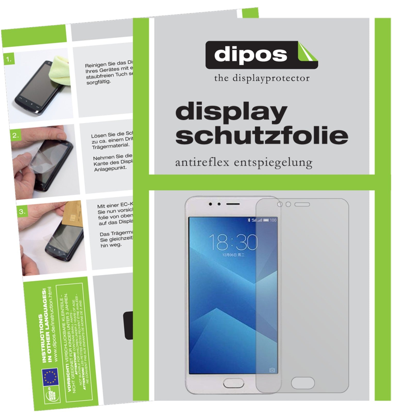 Matte Displayschutzfolie von dipos passend für Meizu M5s, präziser Zuschnitt und blasenfrei montiert