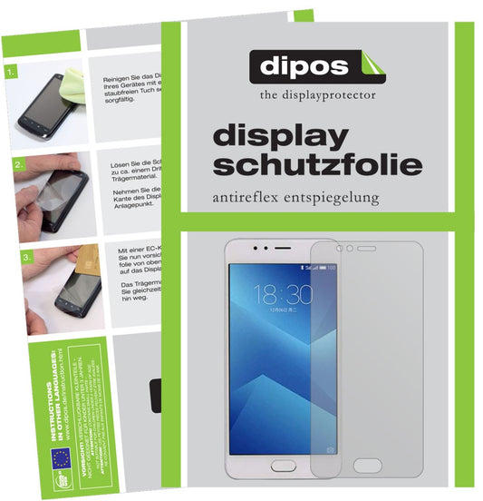 Matte Displayschutzfolie von dipos passend für Meizu M5s, präziser Zuschnitt und blasenfrei montiert